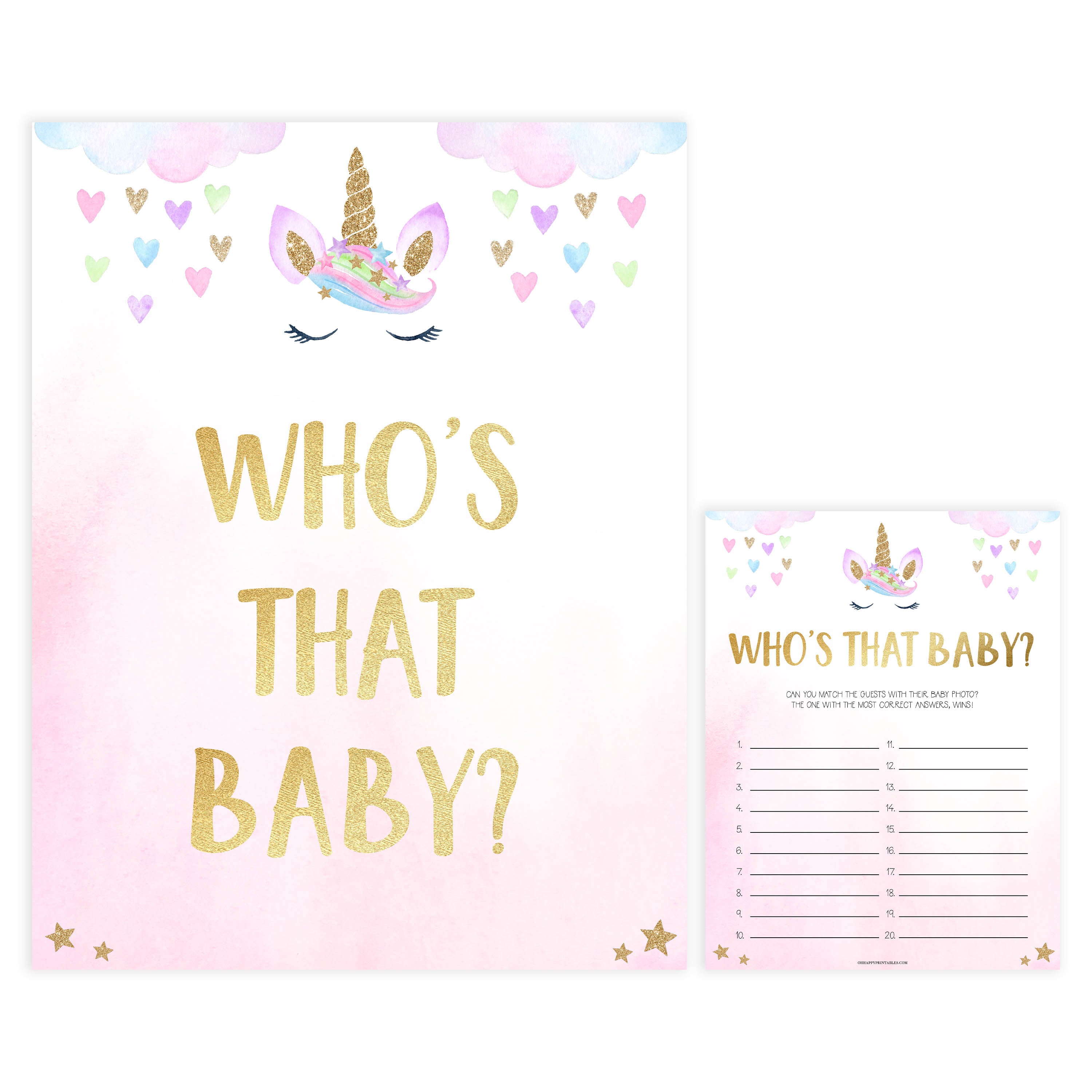 whos that baby game, whos that baby, Printable baby shower games, unicorn baby games, baby shower games, fun baby shower ideas, top baby shower ideas, unicorn baby shower, baby shower games, fun unicorn baby shower ideas