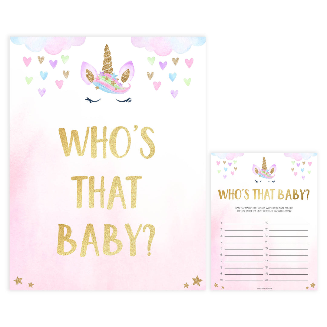 whos that baby game, whos that baby, Printable baby shower games, unicorn baby games, baby shower games, fun baby shower ideas, top baby shower ideas, unicorn baby shower, baby shower games, fun unicorn baby shower ideas