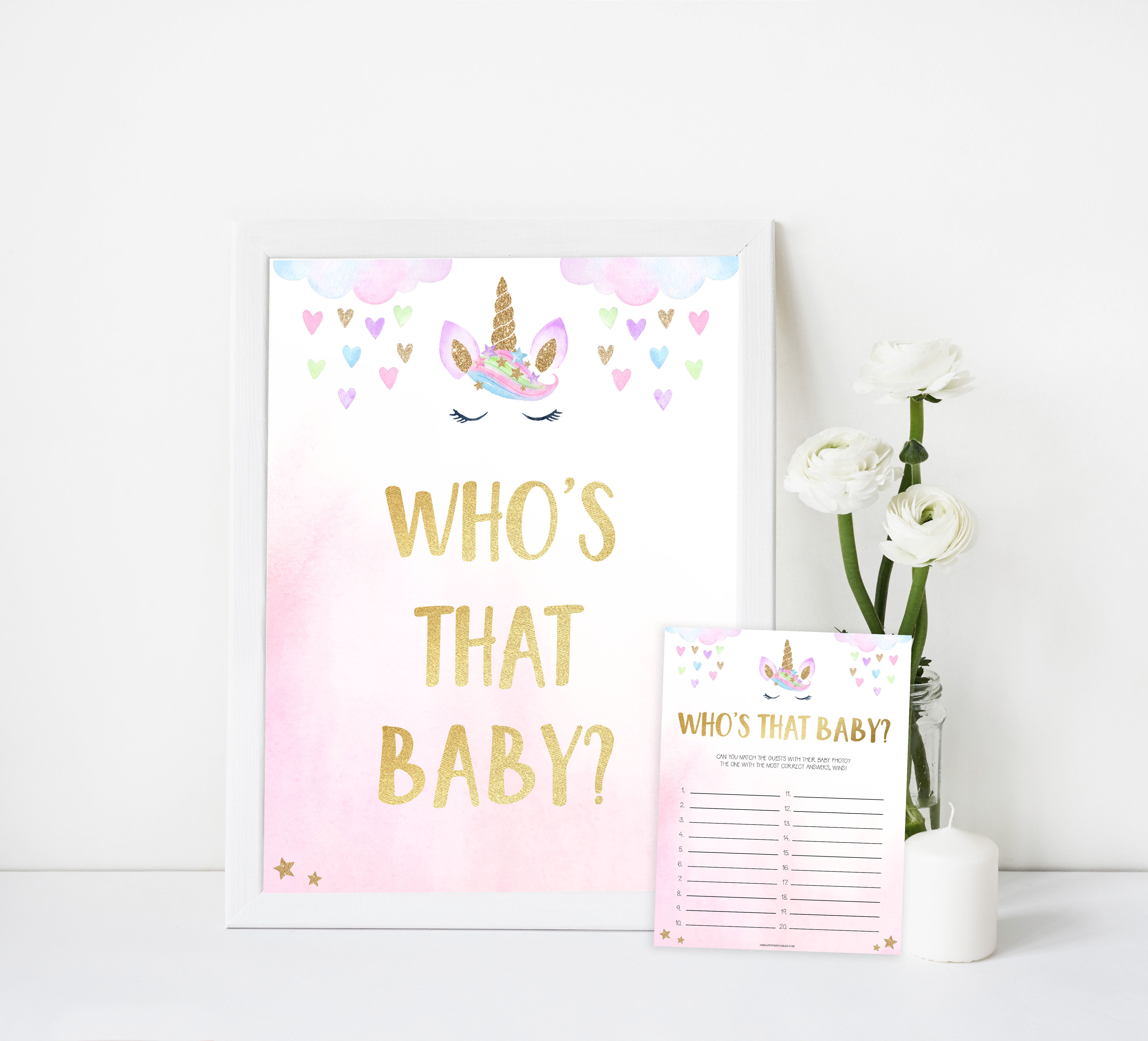 whos that baby game, whos that baby, Printable baby shower games, unicorn baby games, baby shower games, fun baby shower ideas, top baby shower ideas, unicorn baby shower, baby shower games, fun unicorn baby shower ideas