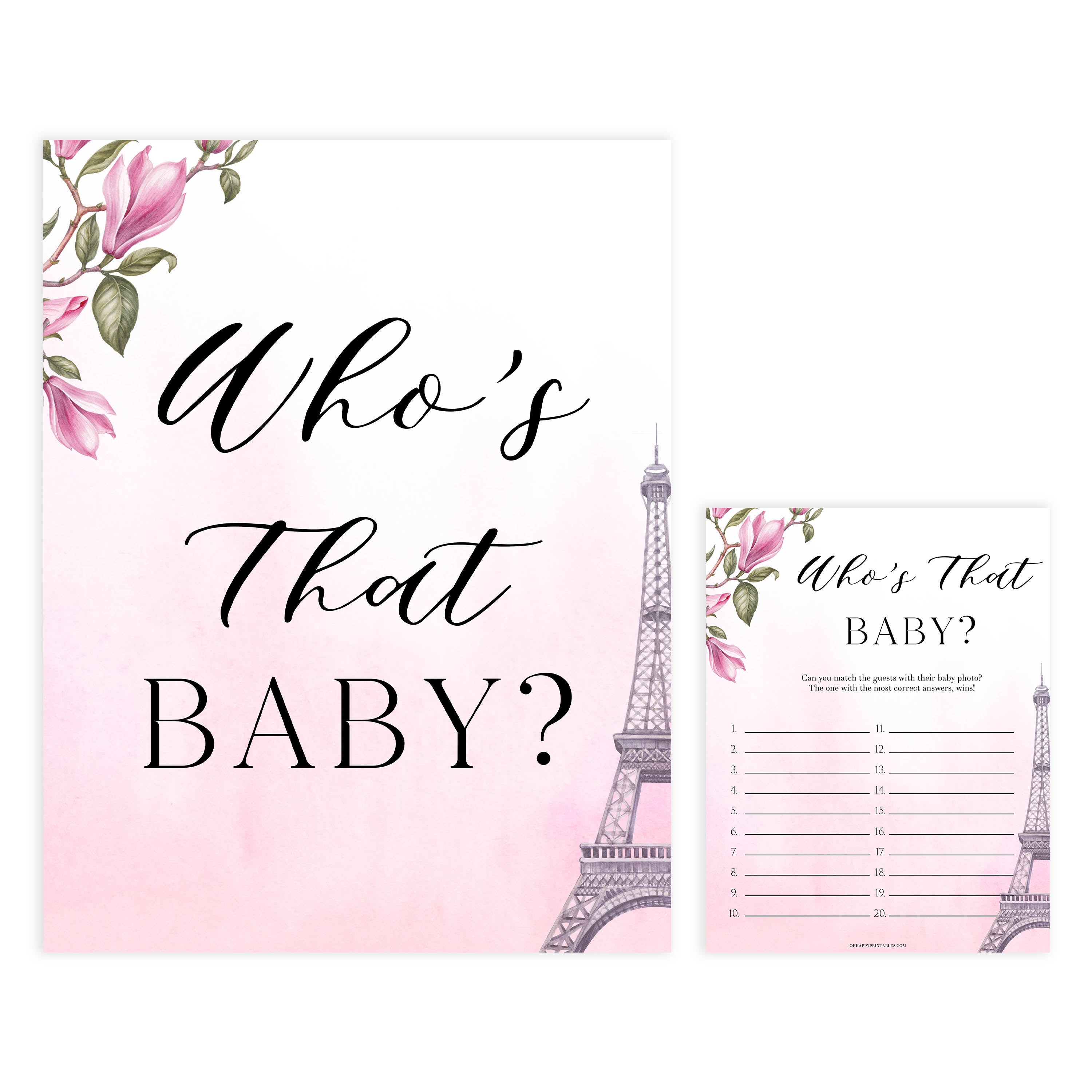 whos that baby game, Paris baby shower games, printable baby shower games, Parisian baby shower games, fun baby shower games