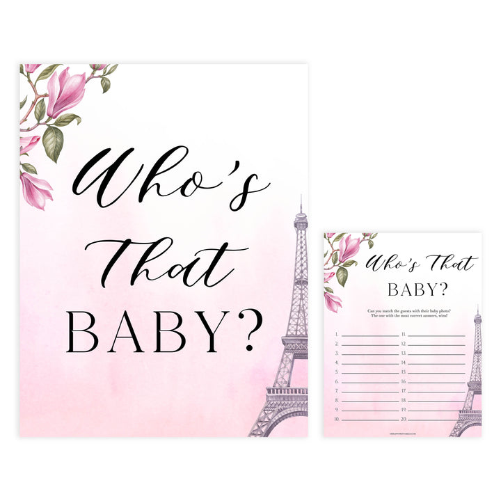 whos that baby game, Paris baby shower games, printable baby shower games, Parisian baby shower games, fun baby shower games