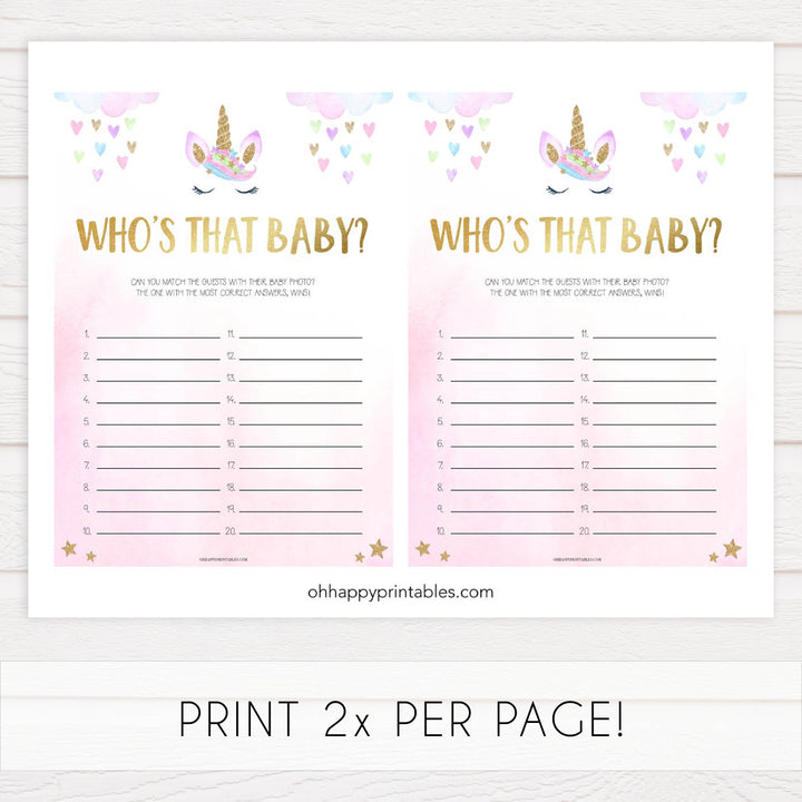 whos that baby game, whos that baby, Printable baby shower games, unicorn baby games, baby shower games, fun baby shower ideas, top baby shower ideas, unicorn baby shower, baby shower games, fun unicorn baby shower ideas