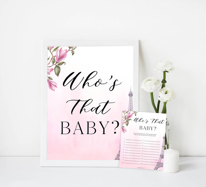 whos that baby game, Paris baby shower games, printable baby shower games, Parisian baby shower games, fun baby shower games