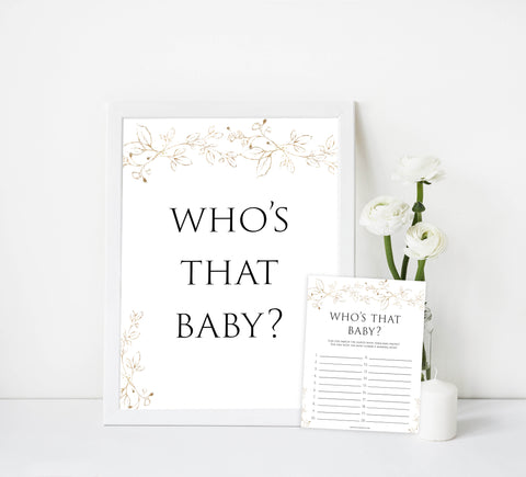 whos that baby game, Printable baby shower games, gold leaf baby games, baby shower games, fun baby shower ideas, top baby shower ideas, gold leaf baby shower, baby shower games, fun gold leaf baby shower ideas