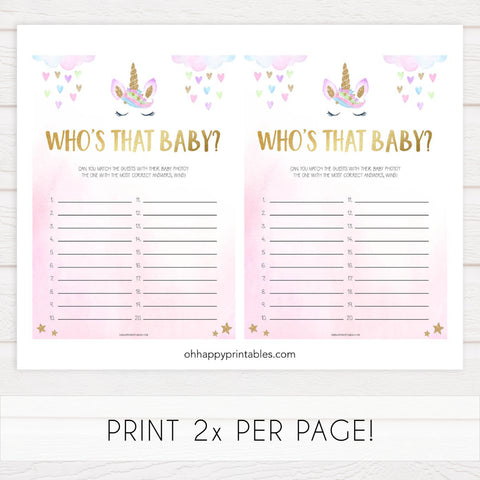 whos that baby game, whos that baby, Printable baby shower games, unicorn baby games, baby shower games, fun baby shower ideas, top baby shower ideas, unicorn baby shower, baby shower games, fun unicorn baby shower ideas