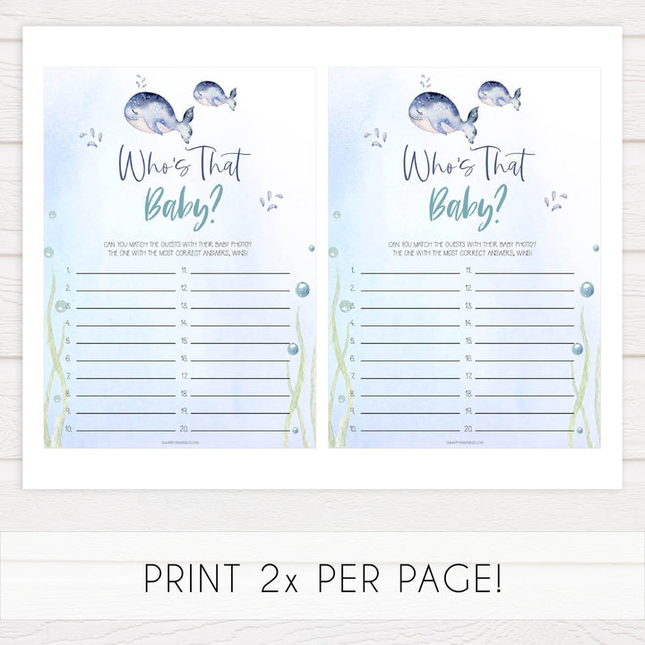 whos that baby game, Printable baby shower games, whale baby games, baby shower games, fun baby shower ideas, top baby shower ideas, whale baby shower, baby shower games, fun whale baby shower ideas
