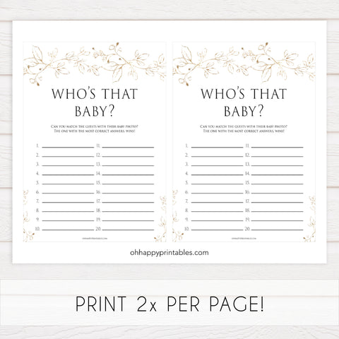whos that baby game, Printable baby shower games, gold leaf baby games, baby shower games, fun baby shower ideas, top baby shower ideas, gold leaf baby shower, baby shower games, fun gold leaf baby shower ideas