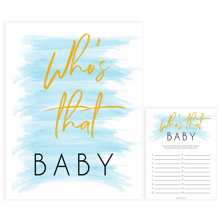 whos that baby game, guess the baby picture, printable baby games, blue baby shower games, fun baby game ideas