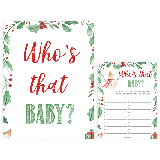 christmas baby shower games, who's that baby game, printable baby shower games, fun baby games, top 10 baby games