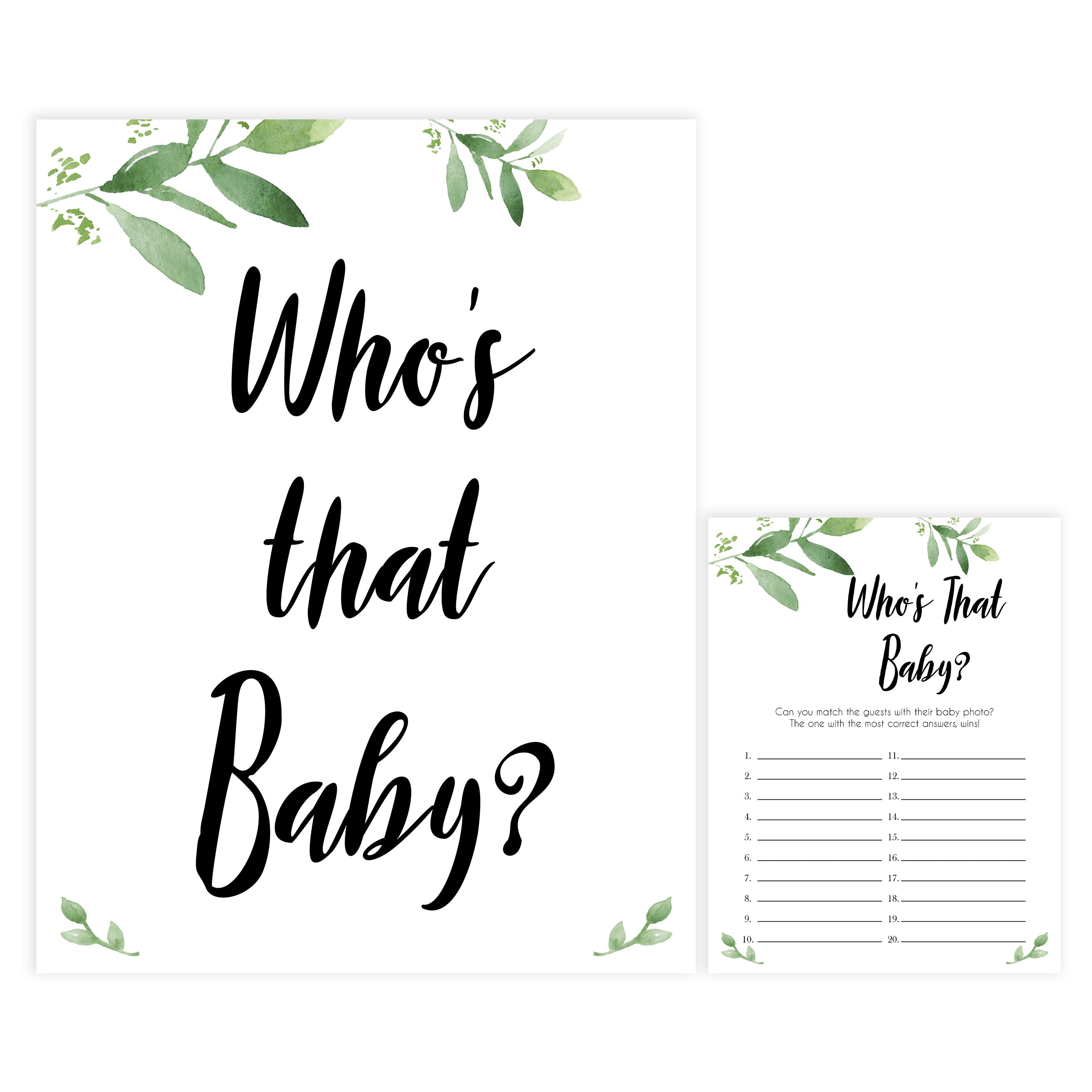 whos that baby game, guess the baby picture game, Printable baby shower games, botanical baby shower games, floral baby shower ideas, fun baby shower ideas
