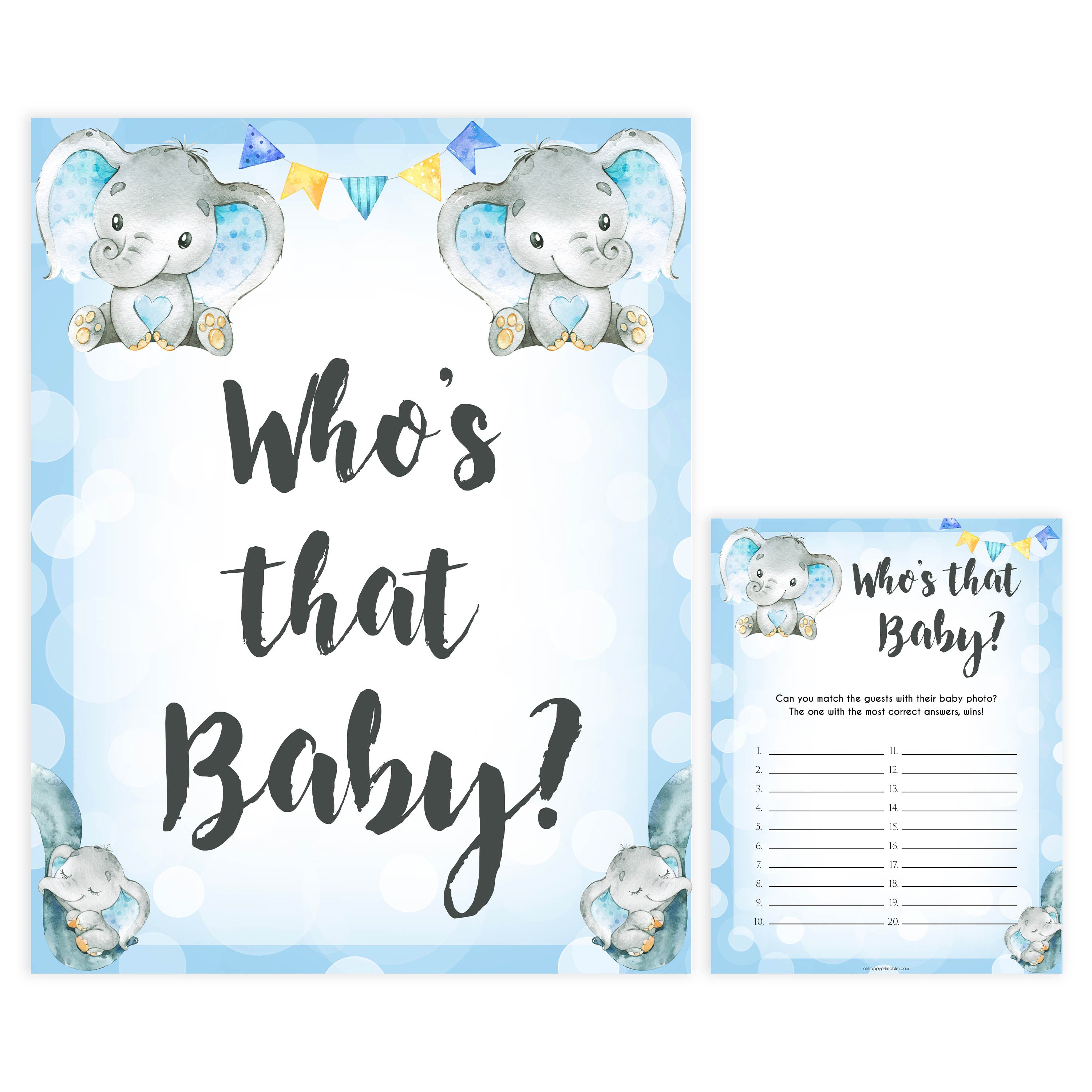 whos that baby game, guess the baby picture game, Printable baby shower games, fun baby games, baby shower games, fun baby shower ideas, top baby shower ideas, blue elephant baby shower, blue baby shower ideas