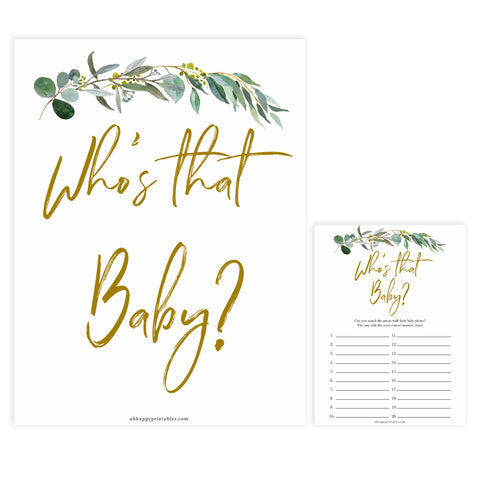 Eucalyptus baby games, whos that baby game, guess the baby picture, printable baby shower games, fun baby games, top baby games, best baby games, baby shower games
