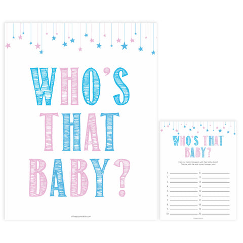 Gender reveal baby games, whos that baby game, guess the baby picture, printable baby shower games, fun baby games, top baby games, best baby games, baby shower games