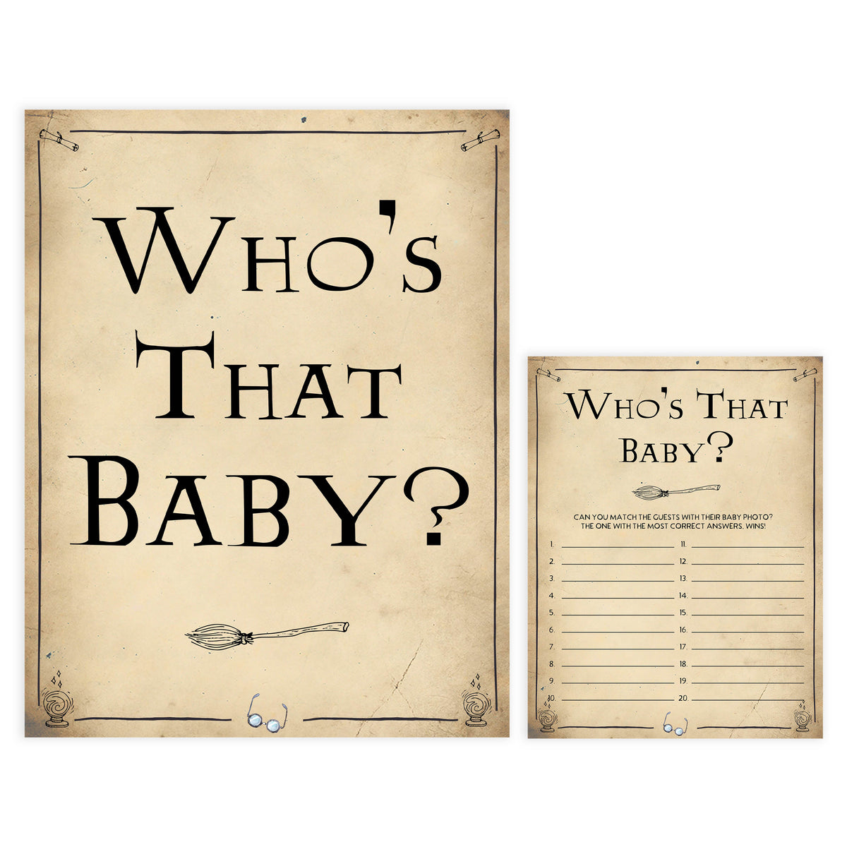 Whos That Baby Face Game, Baby Photo Game, Wizard baby shower games, printable baby shower games, Harry Potter baby games, Harry Potter baby shower, fun baby shower games,  fun baby ideas