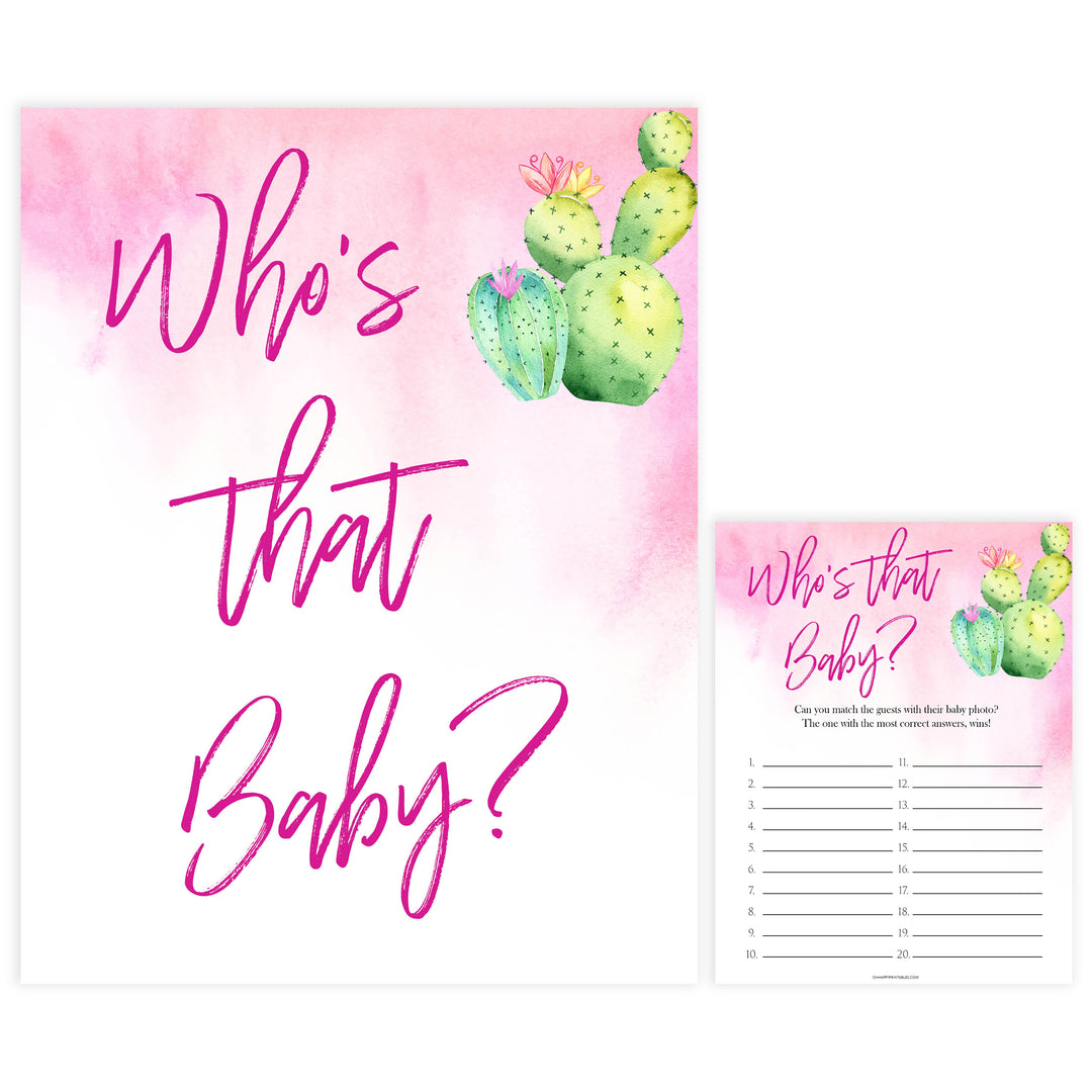 Cactus baby games, whos that baby, guess the baby pictures, printable baby shower games, Mexican baby shower, fun baby games, top baby games, best baby games, baby shower games