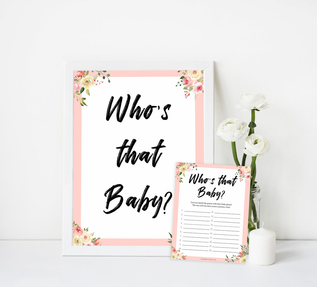whos that baby game, guess the baby picture game, Printable baby shower games, floral fun baby games, baby shower games, fun baby shower ideas, top baby shower ideas, floral baby shower, blue baby shower ideas