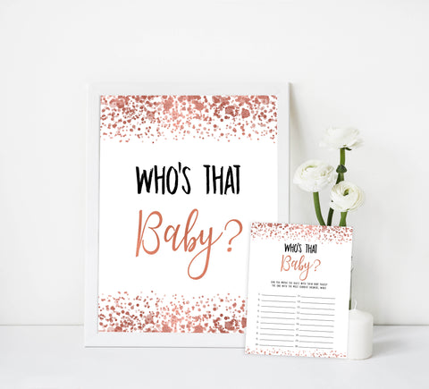 whos that baby game, guess the baby game, Printable baby shower games, rose gold fun baby games, baby shower games, fun baby shower ideas, top baby shower ideas, blush baby shower, rose gold baby shower ideas