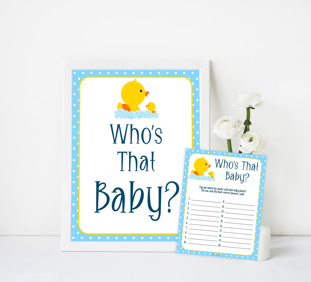 whos that baby baby game, rubber ducky baby shower game, printable baby games, fun baby shower games, top baby games