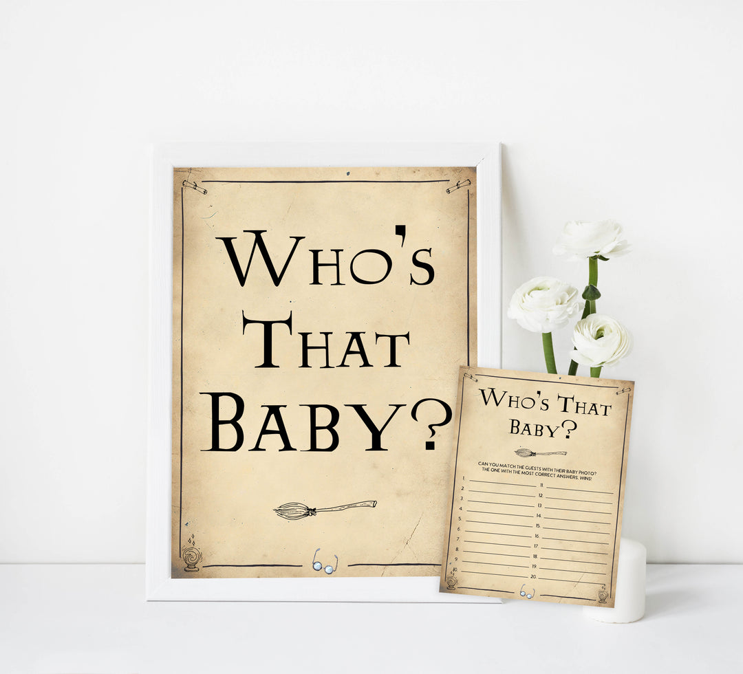 Whos That Baby Face Game, Baby Photo Game, Wizard baby shower games, printable baby shower games, Harry Potter baby games, Harry Potter baby shower, fun baby shower games,  fun baby ideas