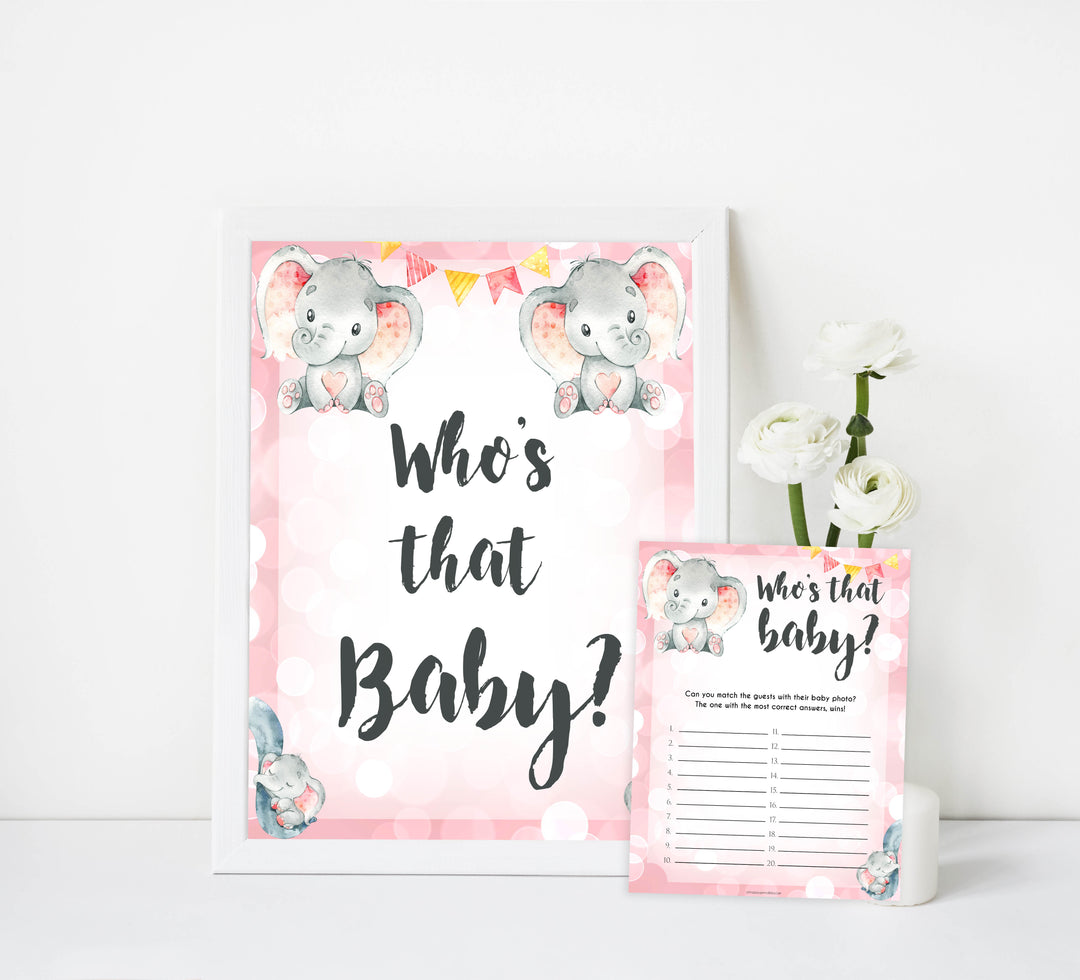 Whos that baby game, guess the baby photo, Printable baby shower games, fun abby games, baby shower games, fun baby shower ideas, top baby shower ideas, pink elephant baby shower, pink baby shower ideas