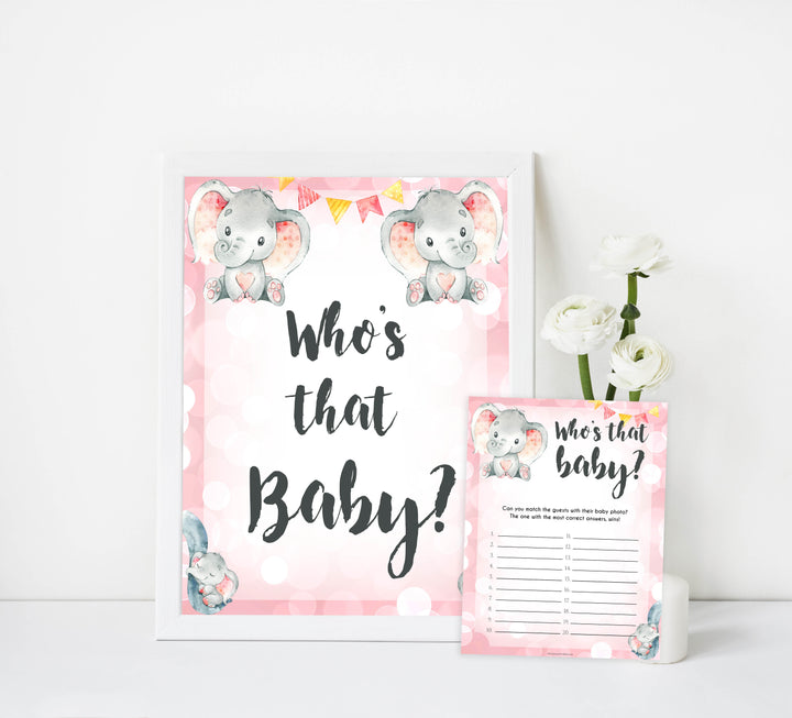 Whos that baby game, guess the baby photo, Printable baby shower games, fun abby games, baby shower games, fun baby shower ideas, top baby shower ideas, pink elephant baby shower, pink baby shower ideas