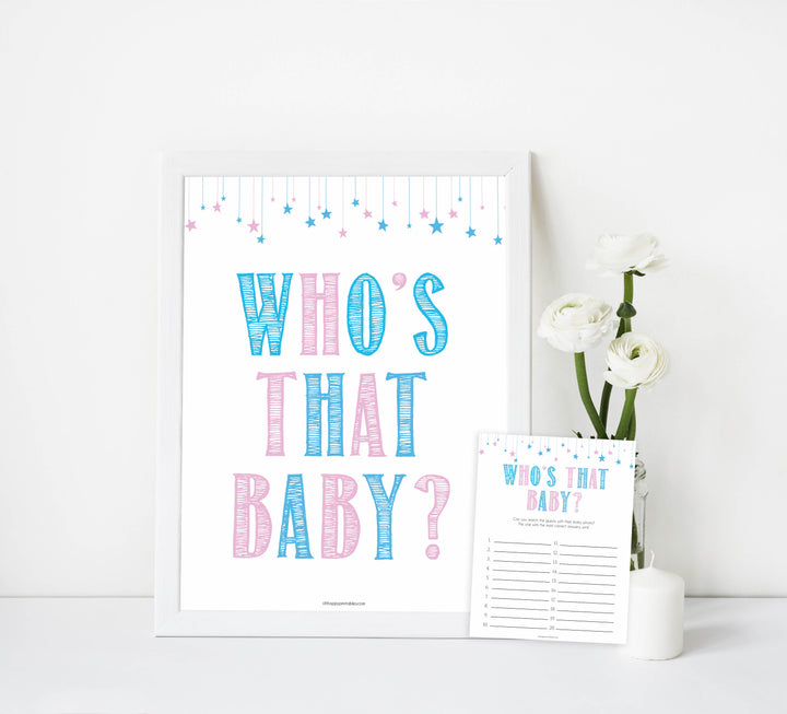 Gender reveal baby games, whos that baby game, guess the baby picture, printable baby shower games, fun baby games, top baby games, best baby games, baby shower games