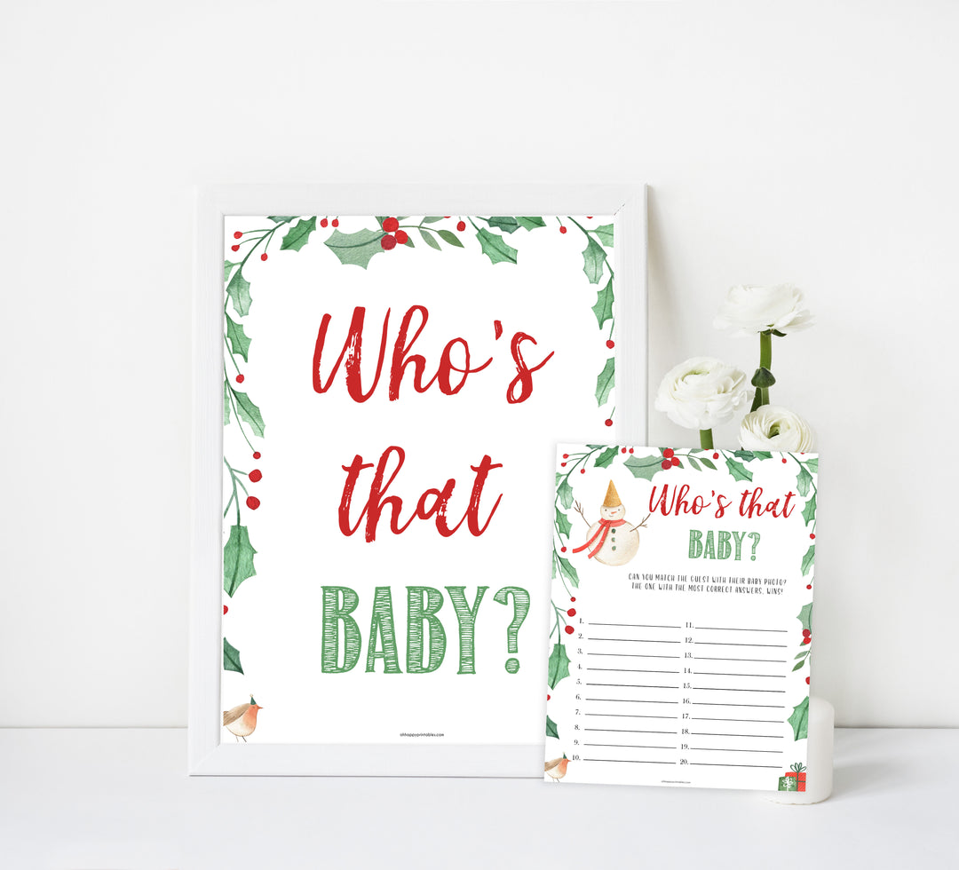 christmas baby shower games, who's that baby game, printable baby shower games, fun baby games, top 10 baby games