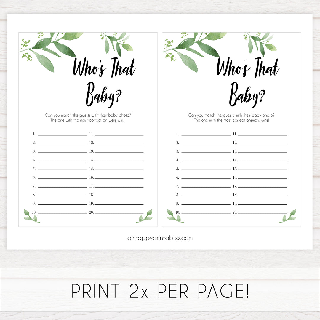whos that baby game, guess the baby picture game, Printable baby shower games, botanical baby shower games, floral baby shower ideas, fun baby shower ideas