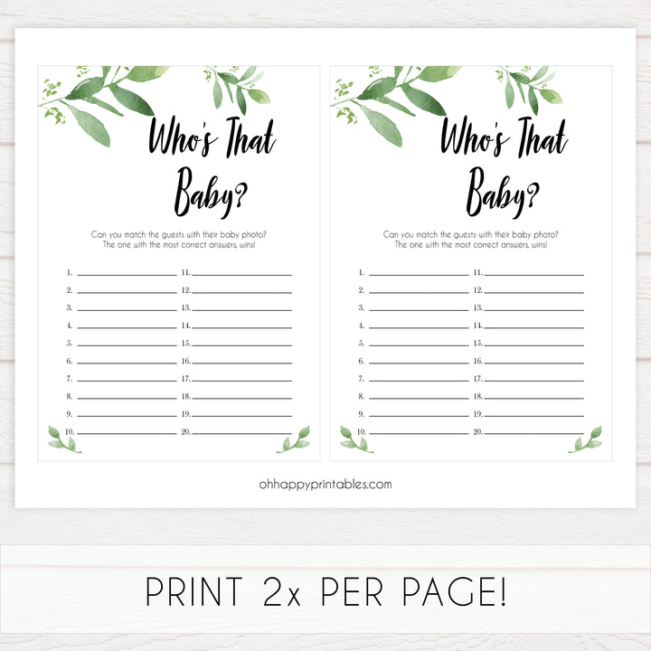 whos that baby game, guess the baby picture game, Printable baby shower games, botanical baby shower games, floral baby shower ideas, fun baby shower ideas