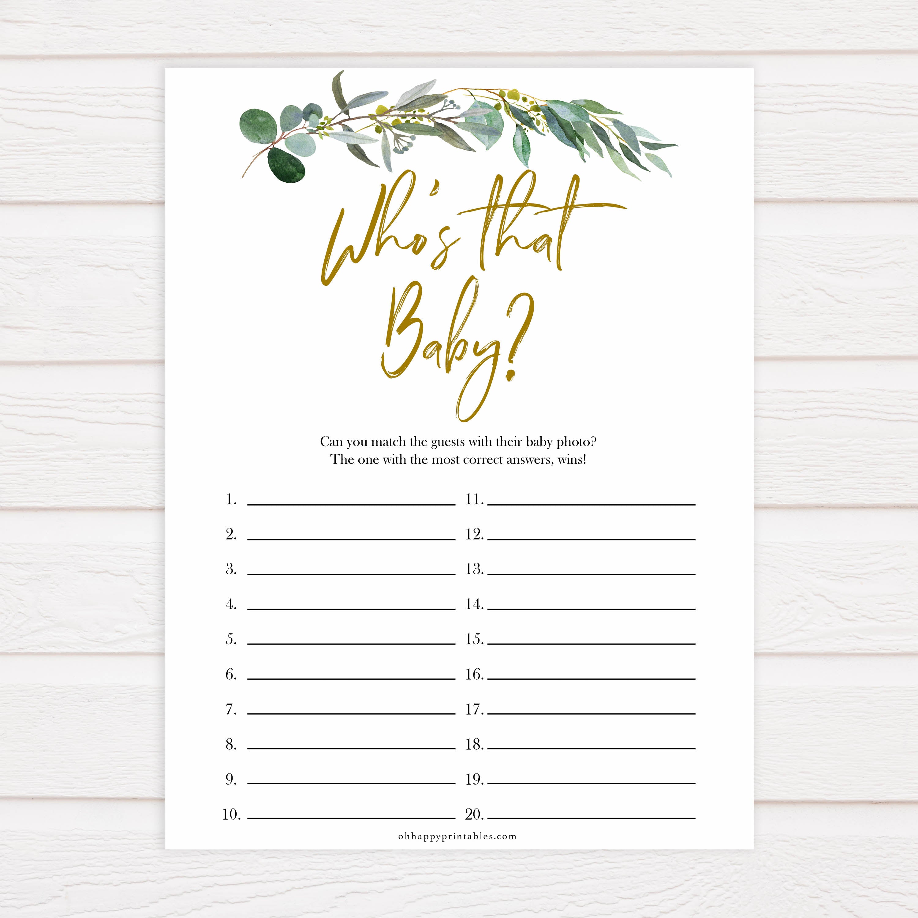 Eucalyptus baby games, whos that baby game, guess the baby picture, printable baby shower games, fun baby games, top baby games, best baby games, baby shower games