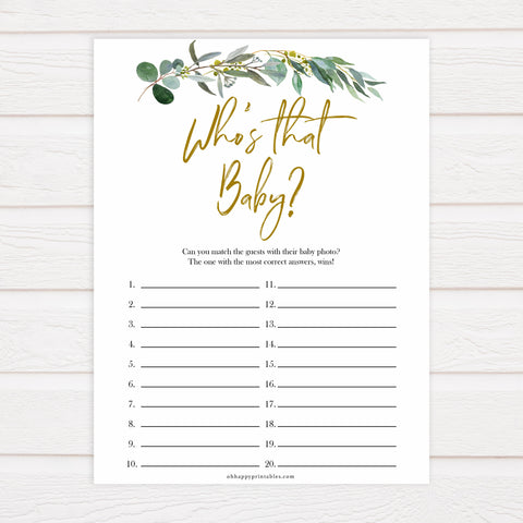 Eucalyptus baby games, whos that baby game, guess the baby picture, printable baby shower games, fun baby games, top baby games, best baby games, baby shower games