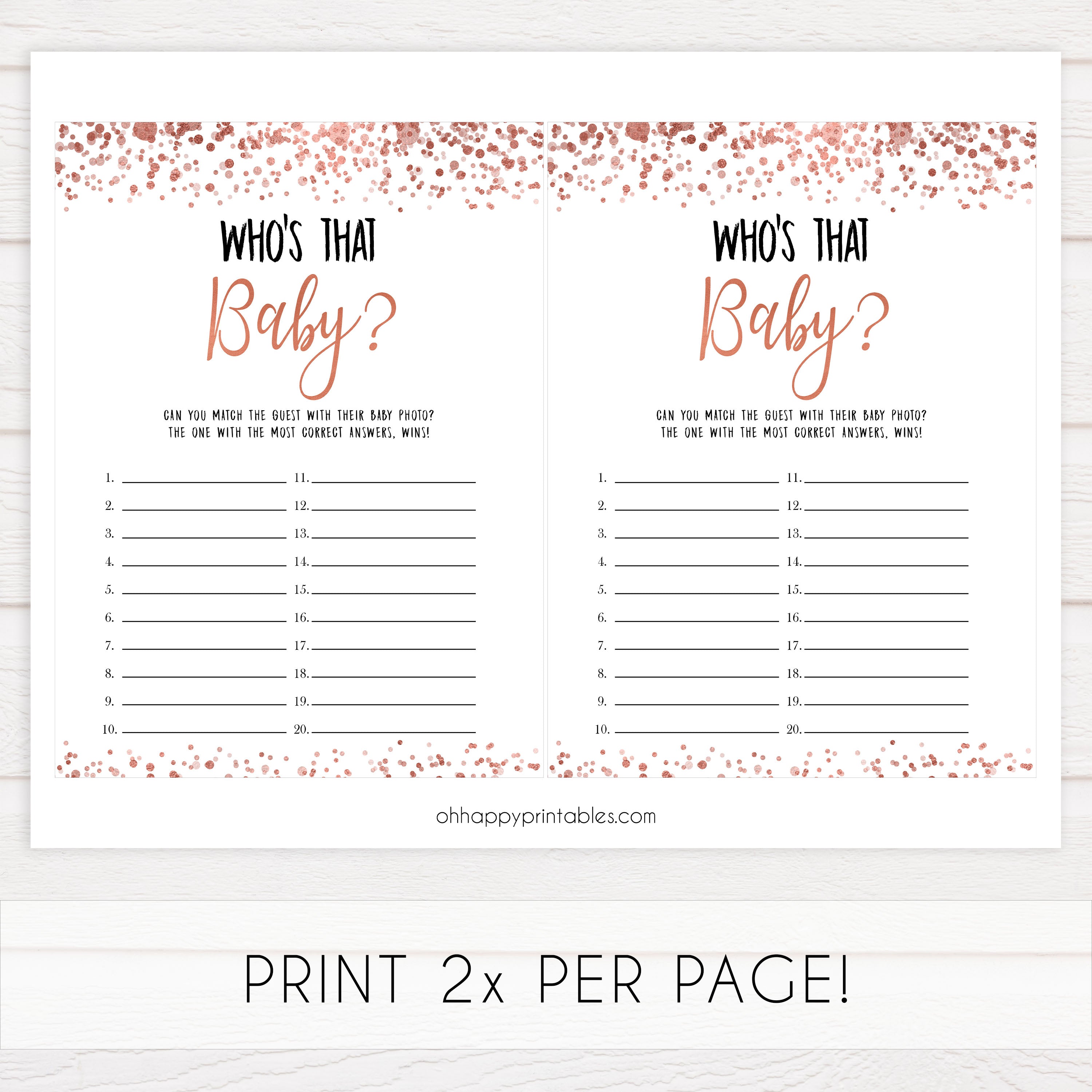 whos that baby game, guess the baby game, Printable baby shower games, rose gold fun baby games, baby shower games, fun baby shower ideas, top baby shower ideas, blush baby shower, rose gold baby shower ideas