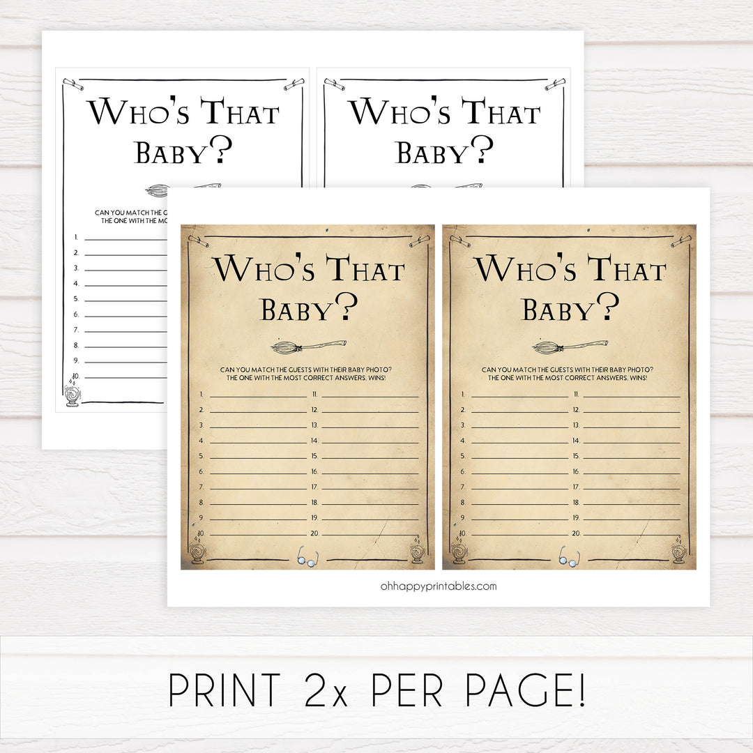 Whos That Baby Face Game, Baby Photo Game, Wizard baby shower games, printable baby shower games, Harry Potter baby games, Harry Potter baby shower, fun baby shower games,  fun baby ideas
