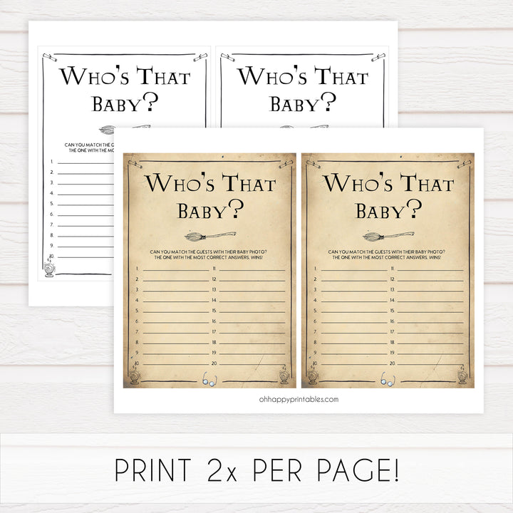 Whos That Baby Face Game, Baby Photo Game, Wizard baby shower games, printable baby shower games, Harry Potter baby games, Harry Potter baby shower, fun baby shower games,  fun baby ideas