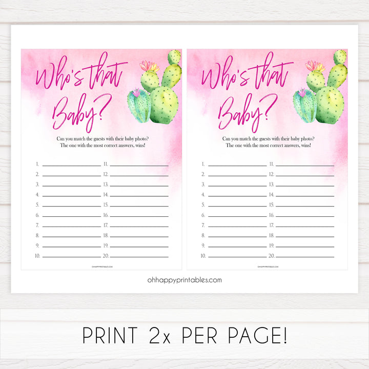 Cactus baby games, whos that baby, guess the baby pictures, printable baby shower games, Mexican baby shower, fun baby games, top baby games, best baby games, baby shower games