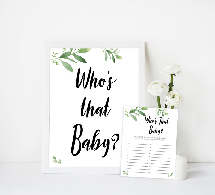 whos that baby game, guess the baby picture game, Printable baby shower games, botanical baby shower games, floral baby shower ideas, fun baby shower ideas
