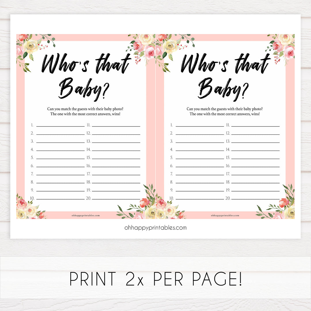 whos that baby game, guess the baby picture game, Printable baby shower games, floral fun baby games, baby shower games, fun baby shower ideas, top baby shower ideas, floral baby shower, blue baby shower ideas
