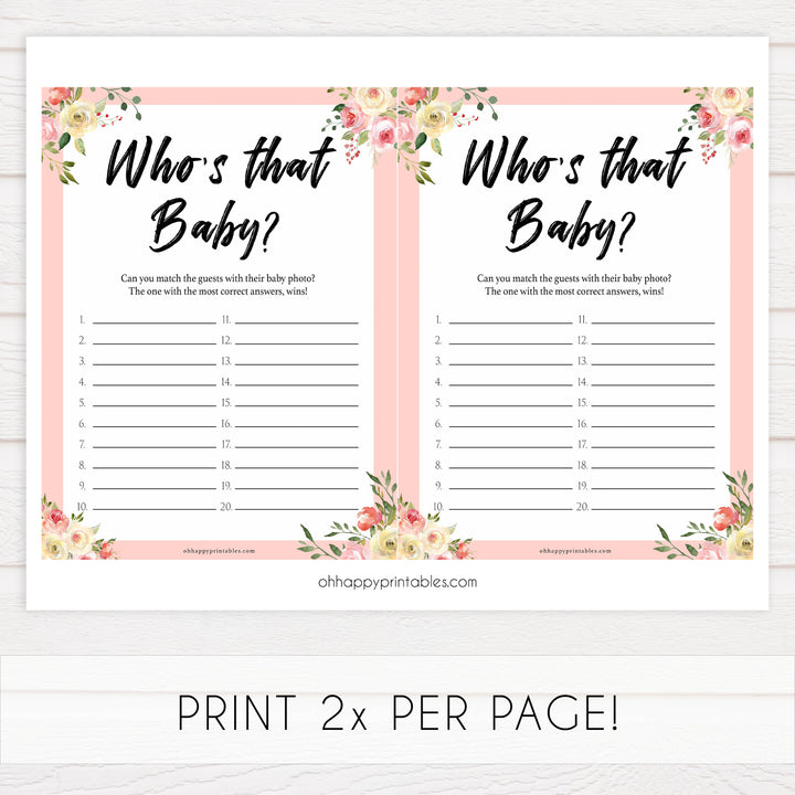 whos that baby game, guess the baby picture game, Printable baby shower games, floral fun baby games, baby shower games, fun baby shower ideas, top baby shower ideas, floral baby shower, blue baby shower ideas