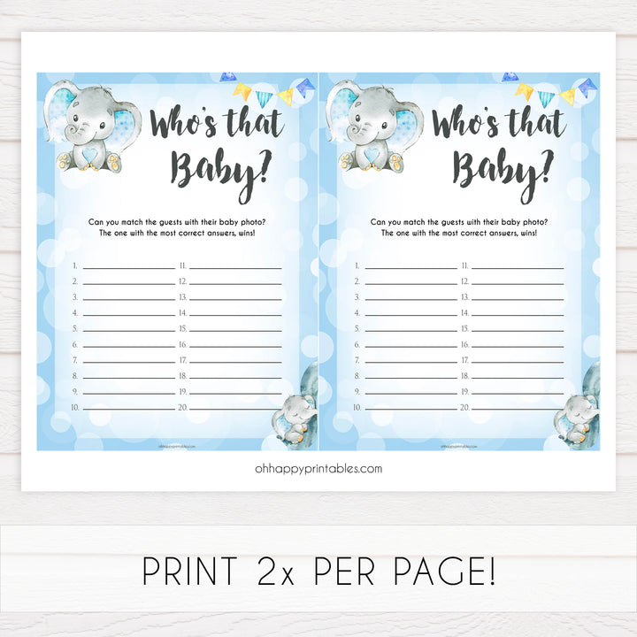 whos that baby game, guess the baby picture game, Printable baby shower games, fun baby games, baby shower games, fun baby shower ideas, top baby shower ideas, blue elephant baby shower, blue baby shower ideas