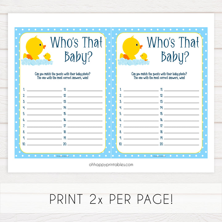 whos that baby baby game, rubber ducky baby shower game, printable baby games, fun baby shower games, top baby games