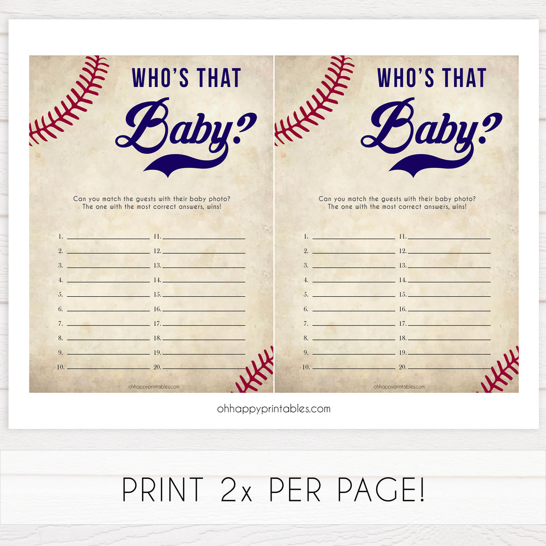 whos that baby game, baby photo game, Baseball baby shower games, printable baby shower games, fun baby shower games, top baby shower ideas, little slugger baby games