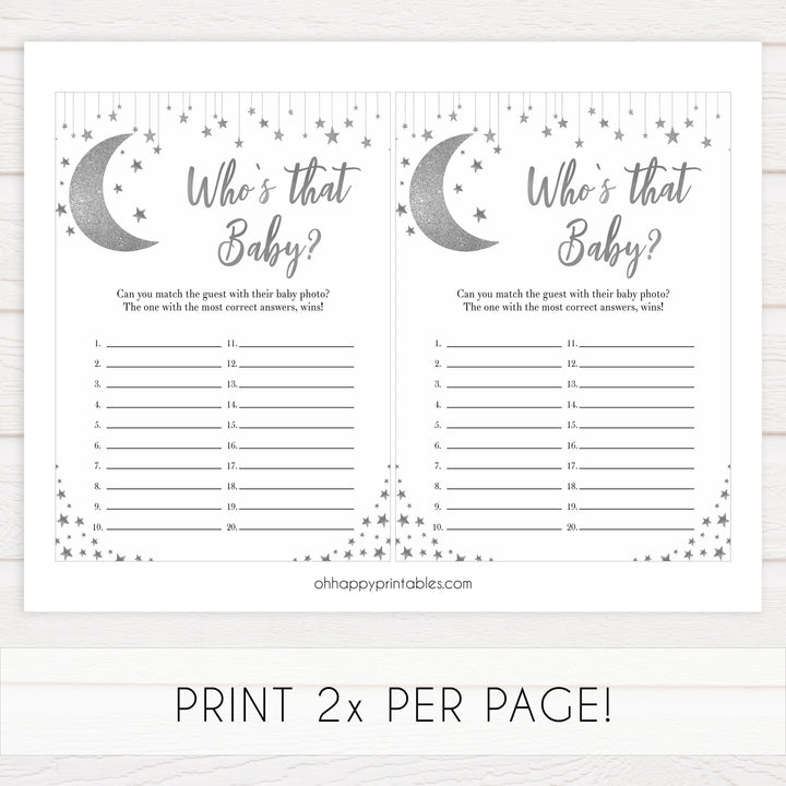 Whos that baby game, guess the baby pictures, Little star baby shower games, printable baby shower games, twinkle star baby shower, fun baby games, top baby shower ideas
