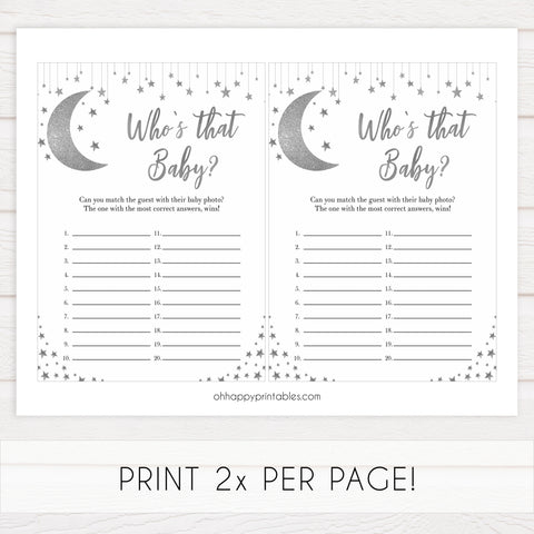 Whos that baby game, guess the baby pictures, Little star baby shower games, printable baby shower games, twinkle star baby shower, fun baby games, top baby shower ideas