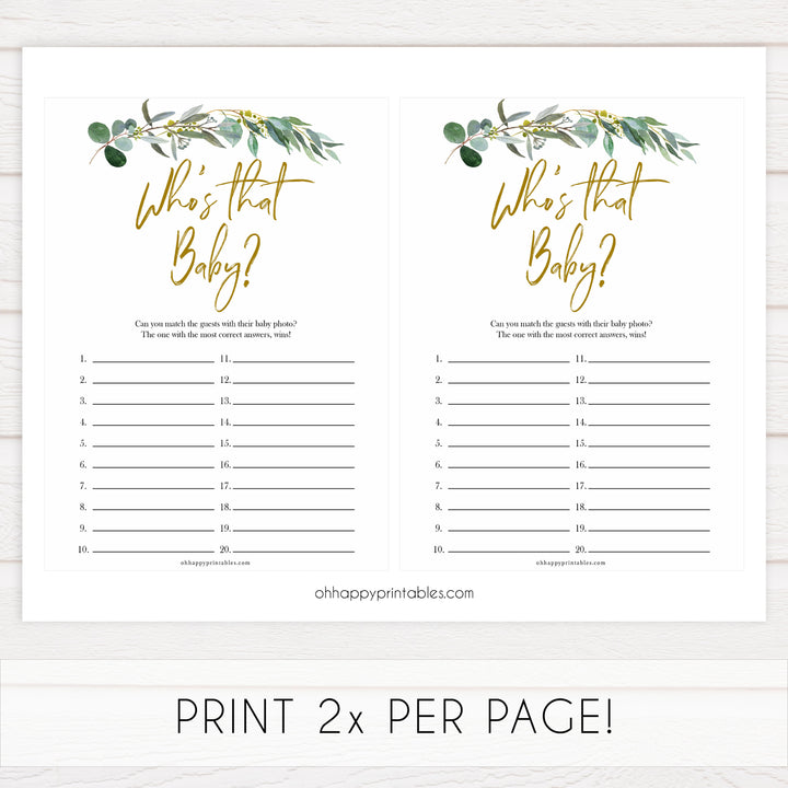 Eucalyptus baby games, whos that baby game, guess the baby picture, printable baby shower games, fun baby games, top baby games, best baby games, baby shower games