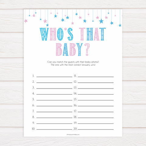 Gender reveal baby games, whos that baby game, guess the baby picture, printable baby shower games, fun baby games, top baby games, best baby games, baby shower games