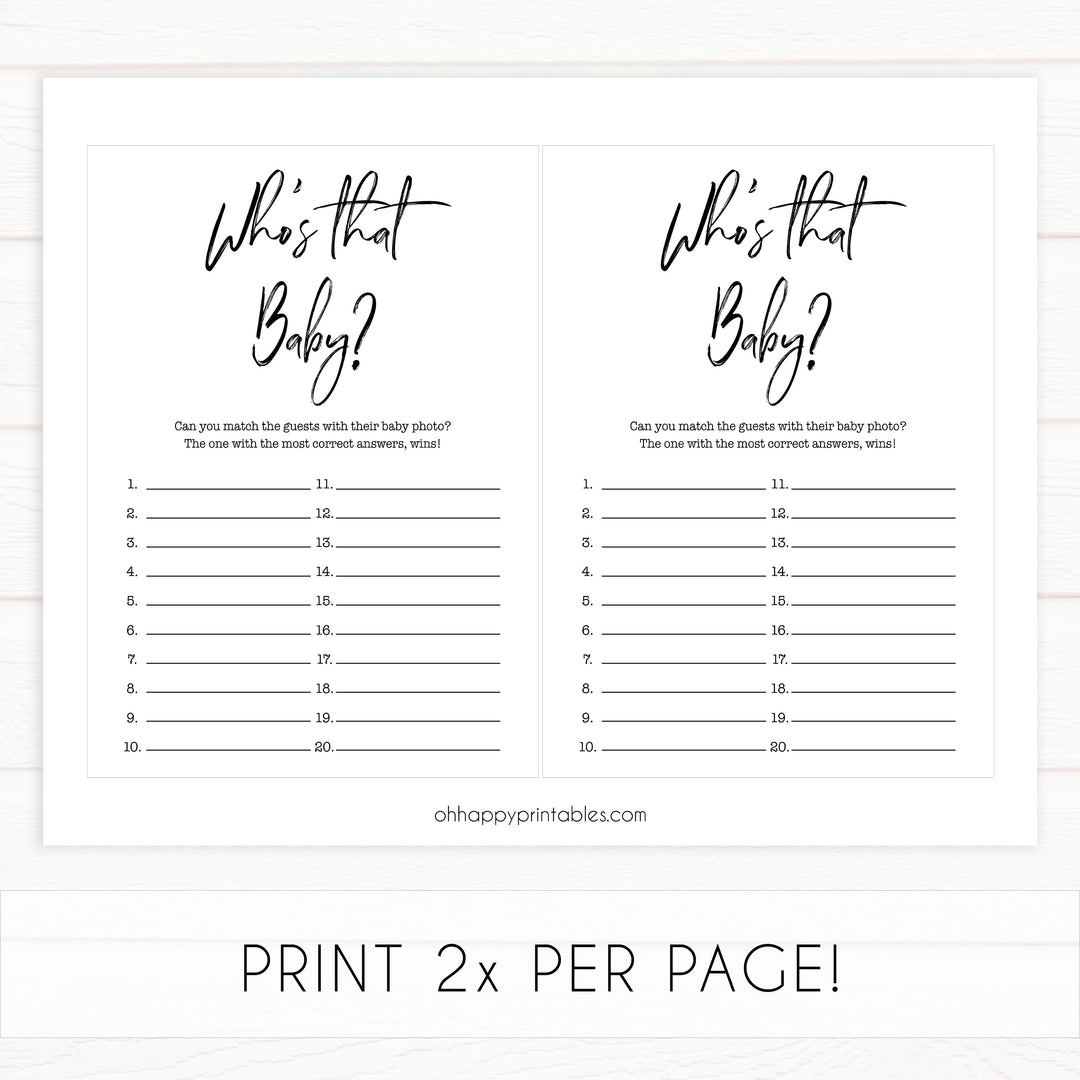 who's that baby baby game, printable baby shower games, gender neutral baby games, fun baby shower ideas