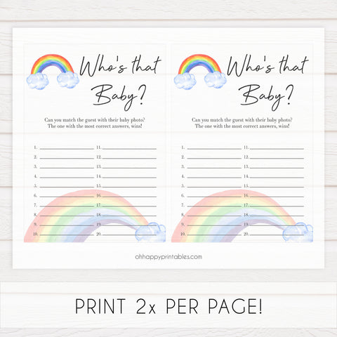 rainbow baby shower, whos that baby game, guess the baby game, printable baby games, fun baby game, top baby games, 10 best baby games