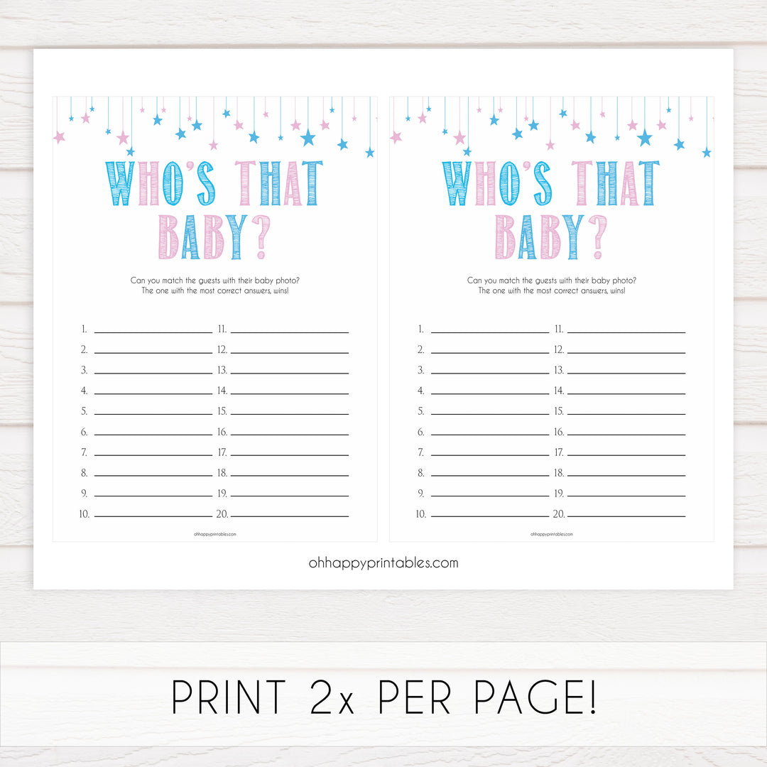 Gender reveal baby games, whos that baby game, guess the baby picture, printable baby shower games, fun baby games, top baby games, best baby games, baby shower games