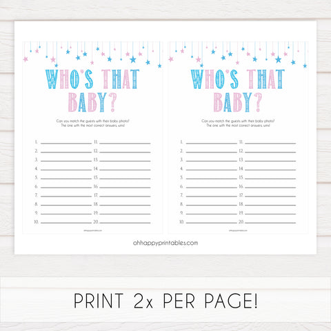 Gender reveal baby games, whos that baby game, guess the baby picture, printable baby shower games, fun baby games, top baby games, best baby games, baby shower games