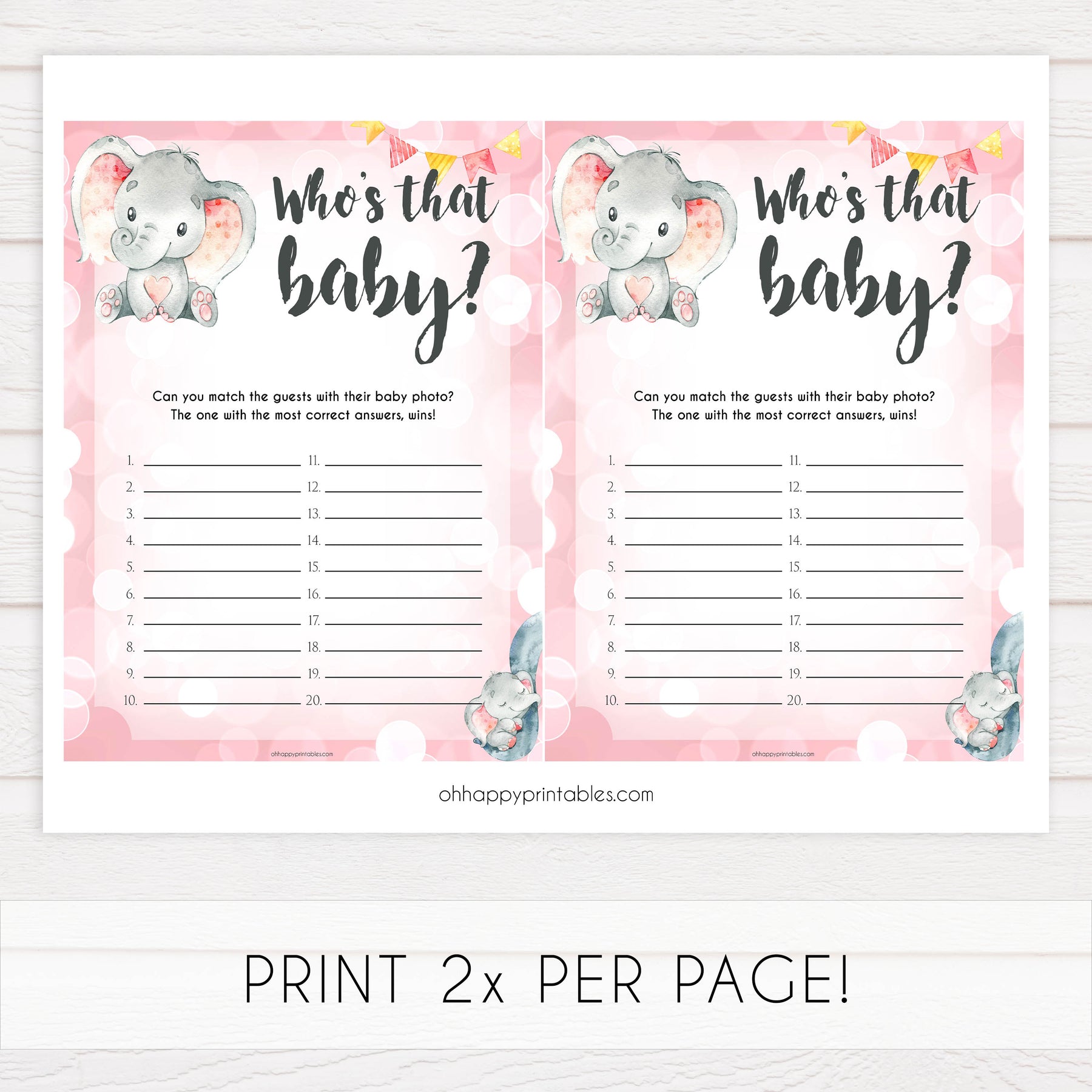 Whos that baby game, guess the baby photo, Printable baby shower games, fun abby games, baby shower games, fun baby shower ideas, top baby shower ideas, pink elephant baby shower, pink baby shower ideas